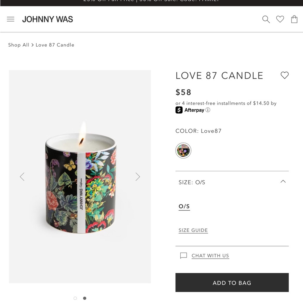 NEW Johnny Was Love 87 Floral Black Candle - Picture 7 of 10